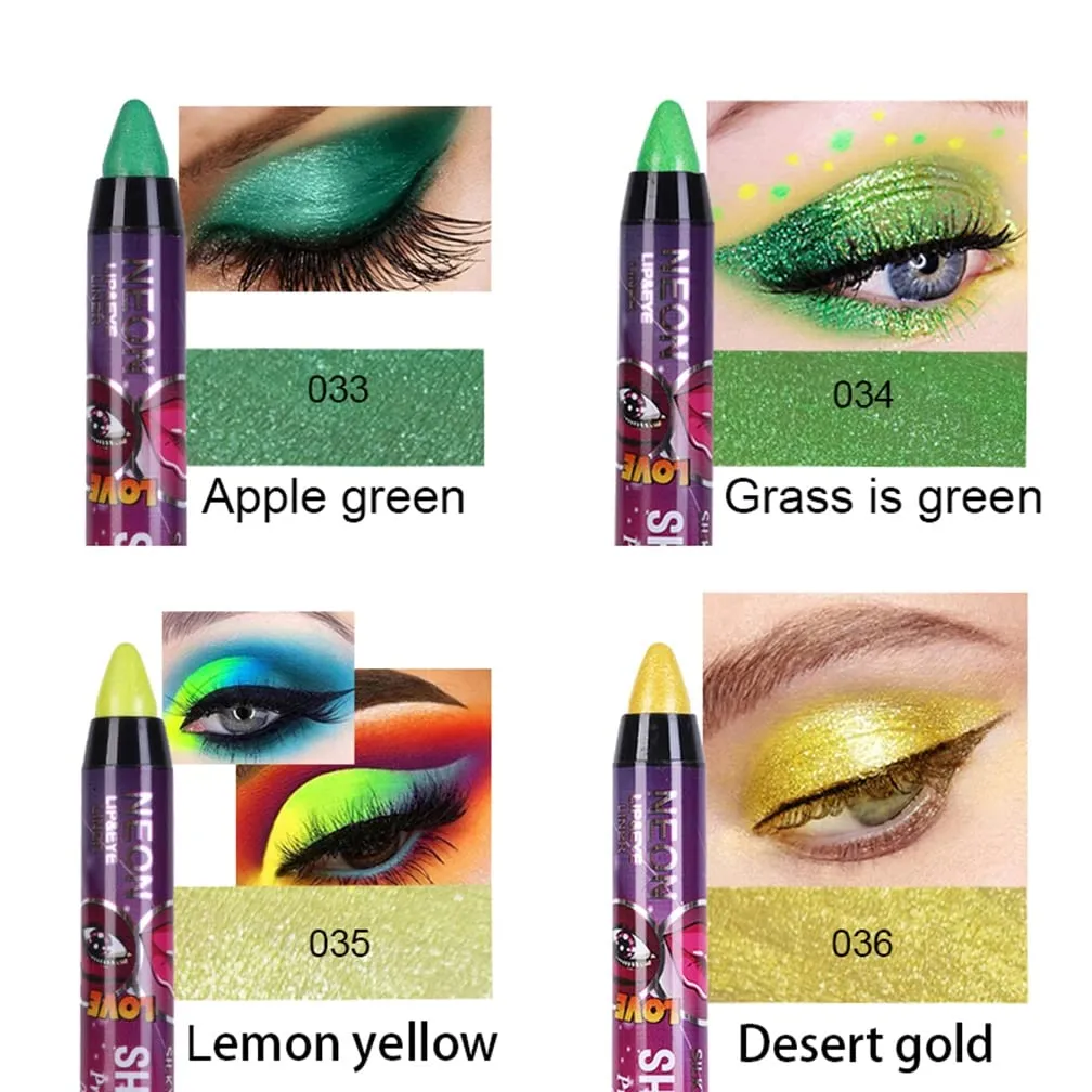 MEICOLY 12Pcs Cream Eyeshadow Stick Set, Brown Blue Gold Green Pink Glitter Eyeshadow,Shimmer Eyeshadow Crayon,Eye Brightener Stick,Pro Waterproof & Long Lasting Shiny Rotating Eyeshadow Sticks,C