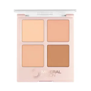Mineral Fusion Makeup Concealer Palette Quad, 4 Light to Neutral Shades, .35 Oz, Indulgence, Cream Contour Palette with Vitamin E, C, Conceal Blemishes