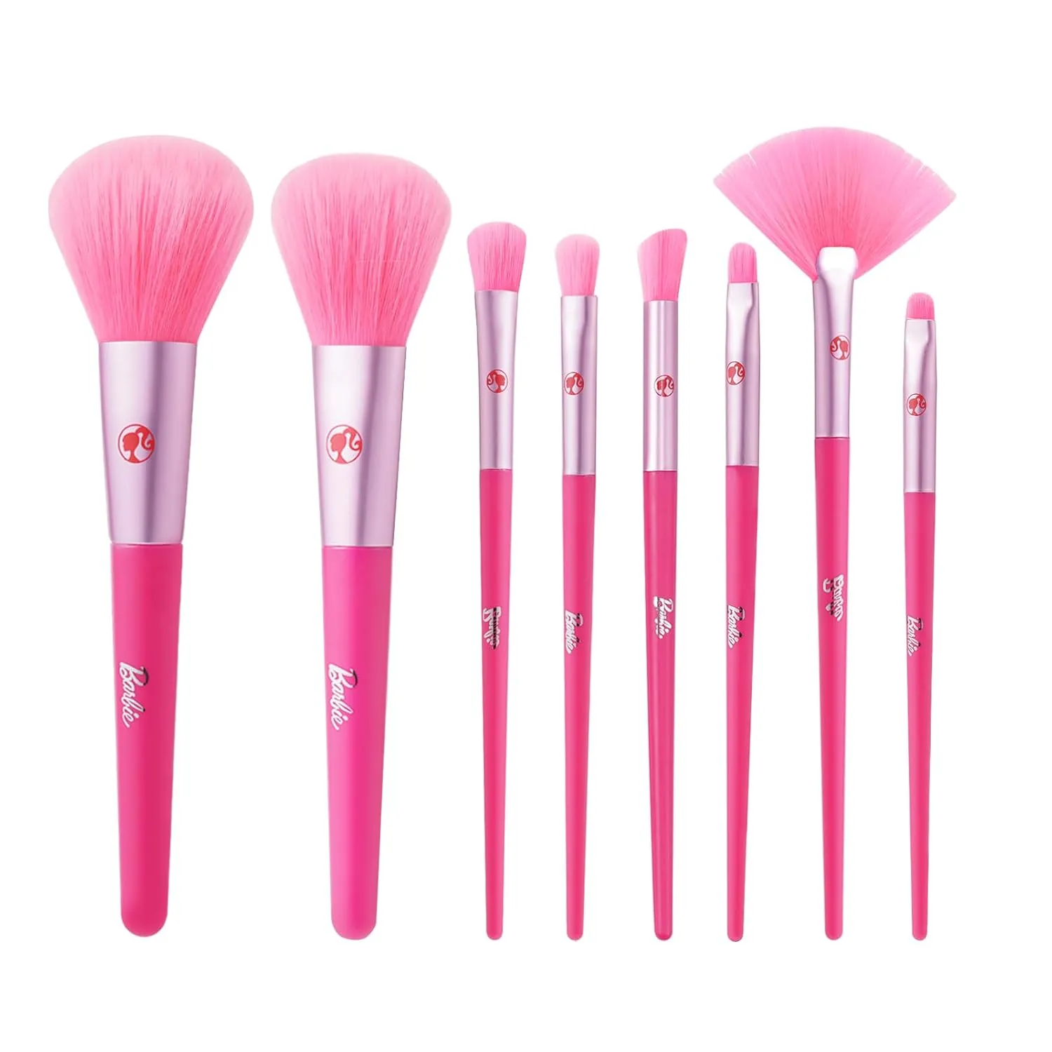 MINISO Barbie Makeup Brush Set, 8 Piece Makeup Brushes, Everyday Essentials Makeup Brush Kit for Loose Powder, Blush, Contour, Eyeshadow, Etc, Travel Gift Set for Women Girls, Suitable for Beginners