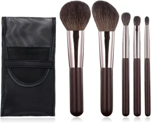 MIXIA Makeup Brush Set for Eyeshadow, Foundation, Blush, and Concealer with Bonus Storage Bag, Travel Friendly, 5 Piece Set Ideal Gift
