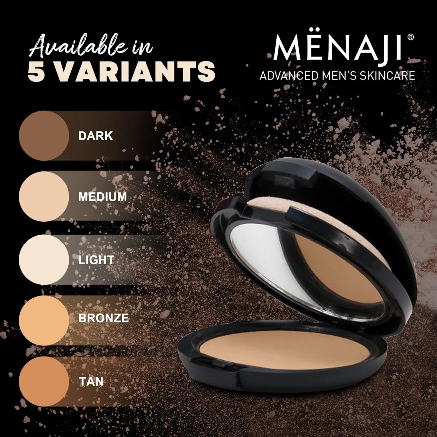 MËNAJI Anti-Shine Powder (HDPV) - Anti-Shine Face Make-Up for Men - Natural Looking Makeup - Mens Cosmetics - Bronze