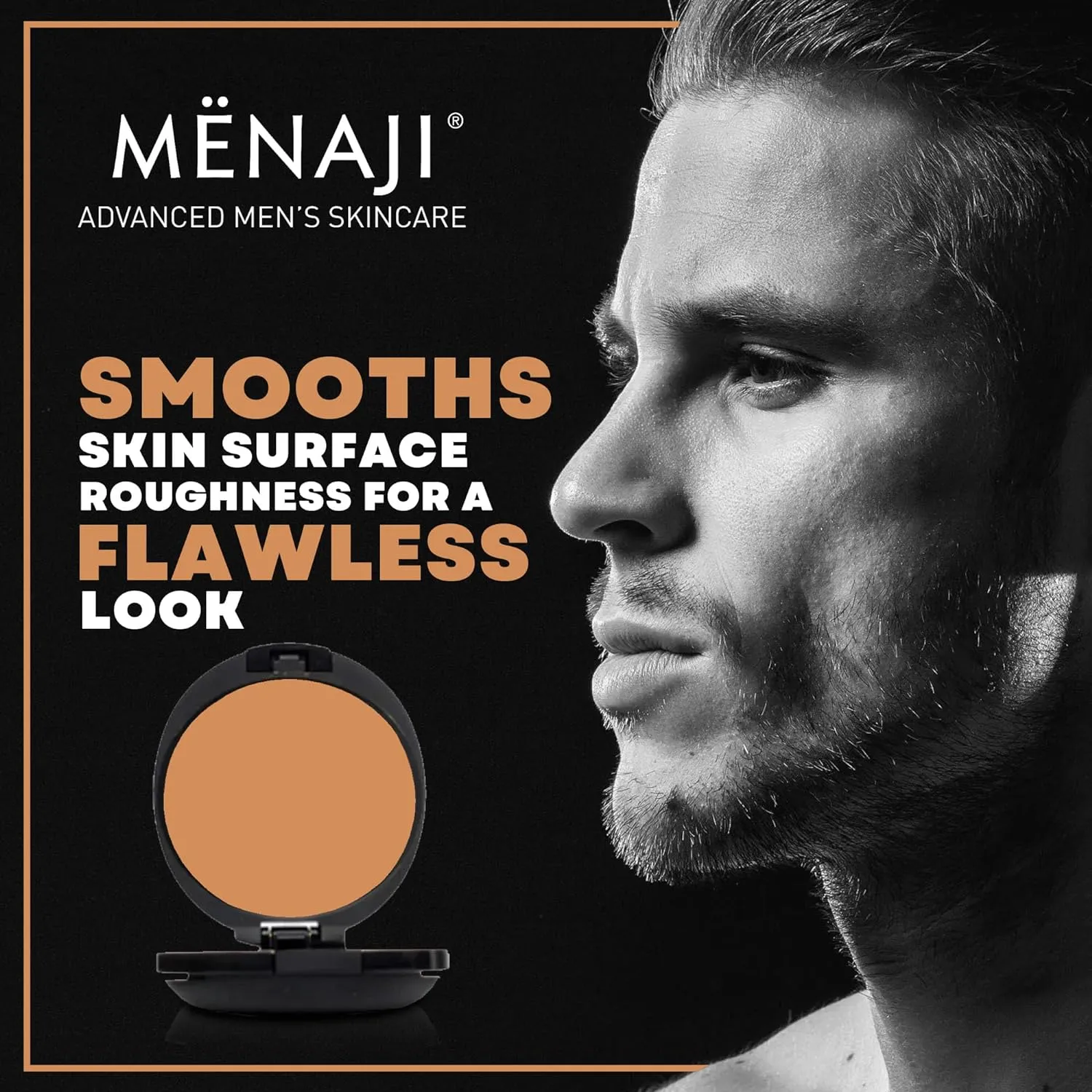 MËNAJI Anti-Shine Powder (HDPV) - Anti-Shine Face Make-Up for Men - Natural Looking Makeup - Mens Cosmetics - Bronze
