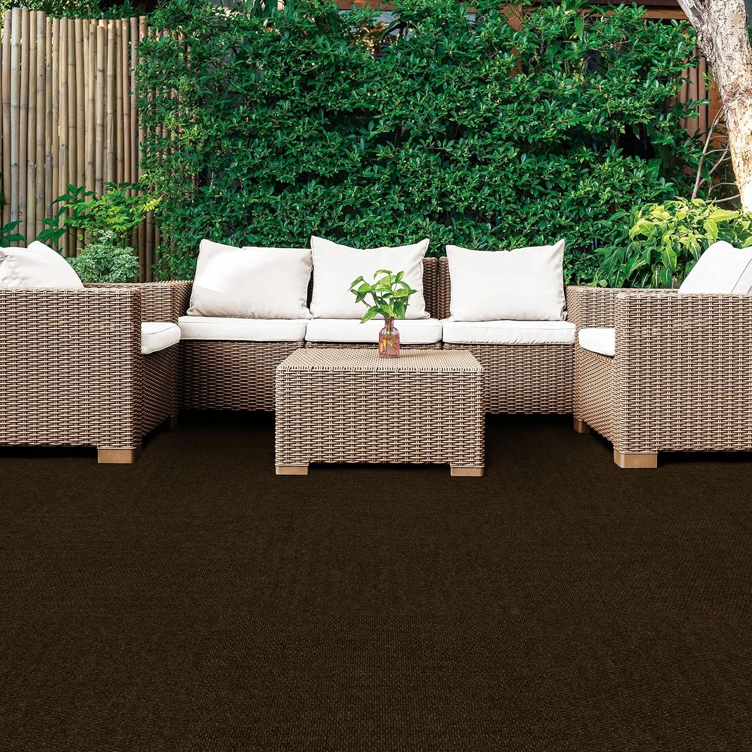Mohawk Home 24" x 24" Indoor/Outdoor 0.25" Pile Height, Peel and Stick Carpet Tile, Brown Polyester, (10 Tiles) (40 sqft/Box)