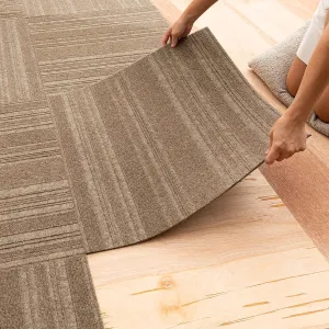 Mohawk Home 24" x 24" Indoor/Outdoor 0.25" Pile Height, Peel and Stick Carpet Tile, Brown Polyester, (15 Tiles) (60 sqft/Box)