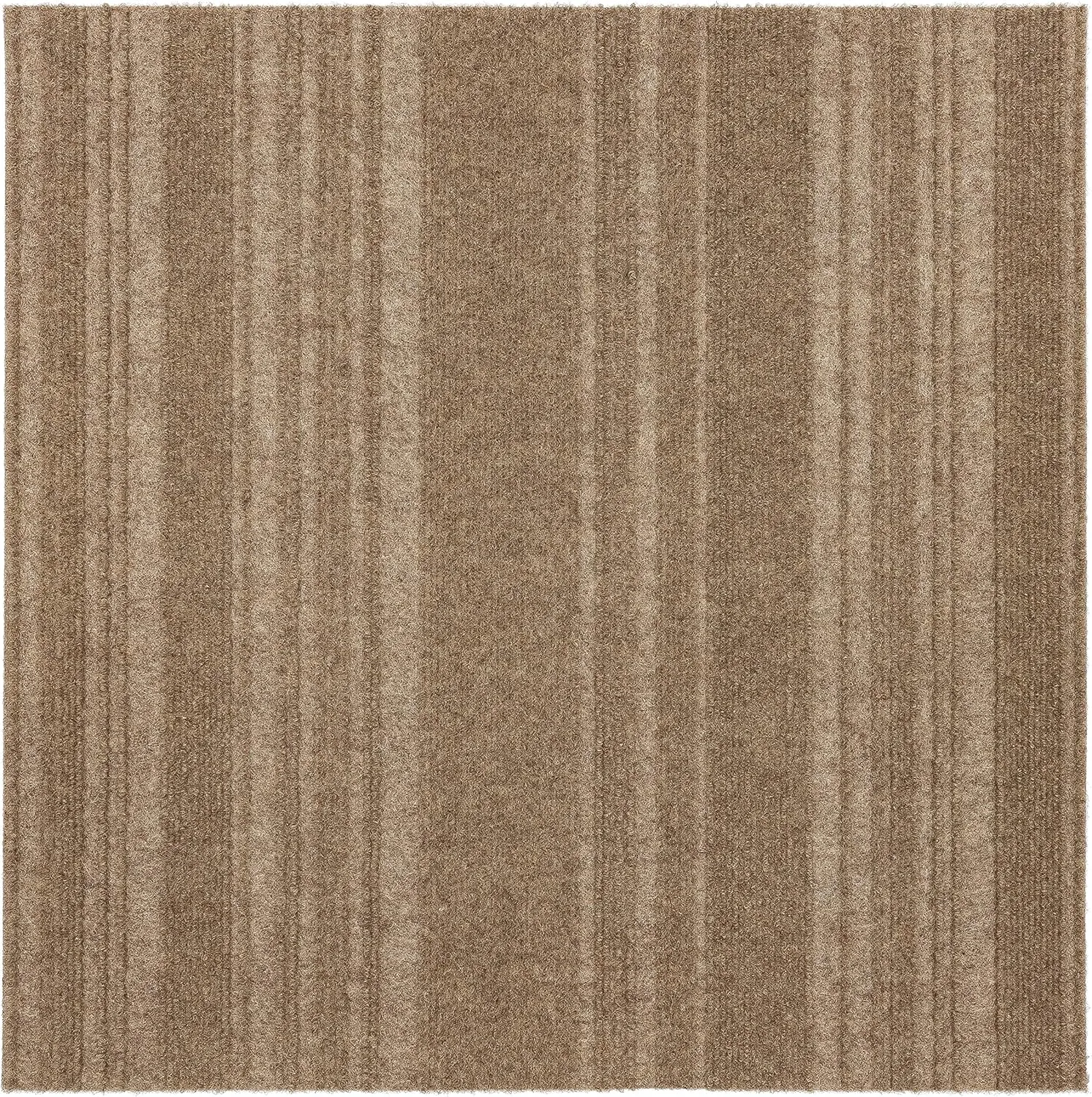 Mohawk Home 24" x 24" Indoor/Outdoor 0.25" Pile Height, Peel and Stick Carpet Tile, Brown Polyester, (15 Tiles) (60 sqft/Box)