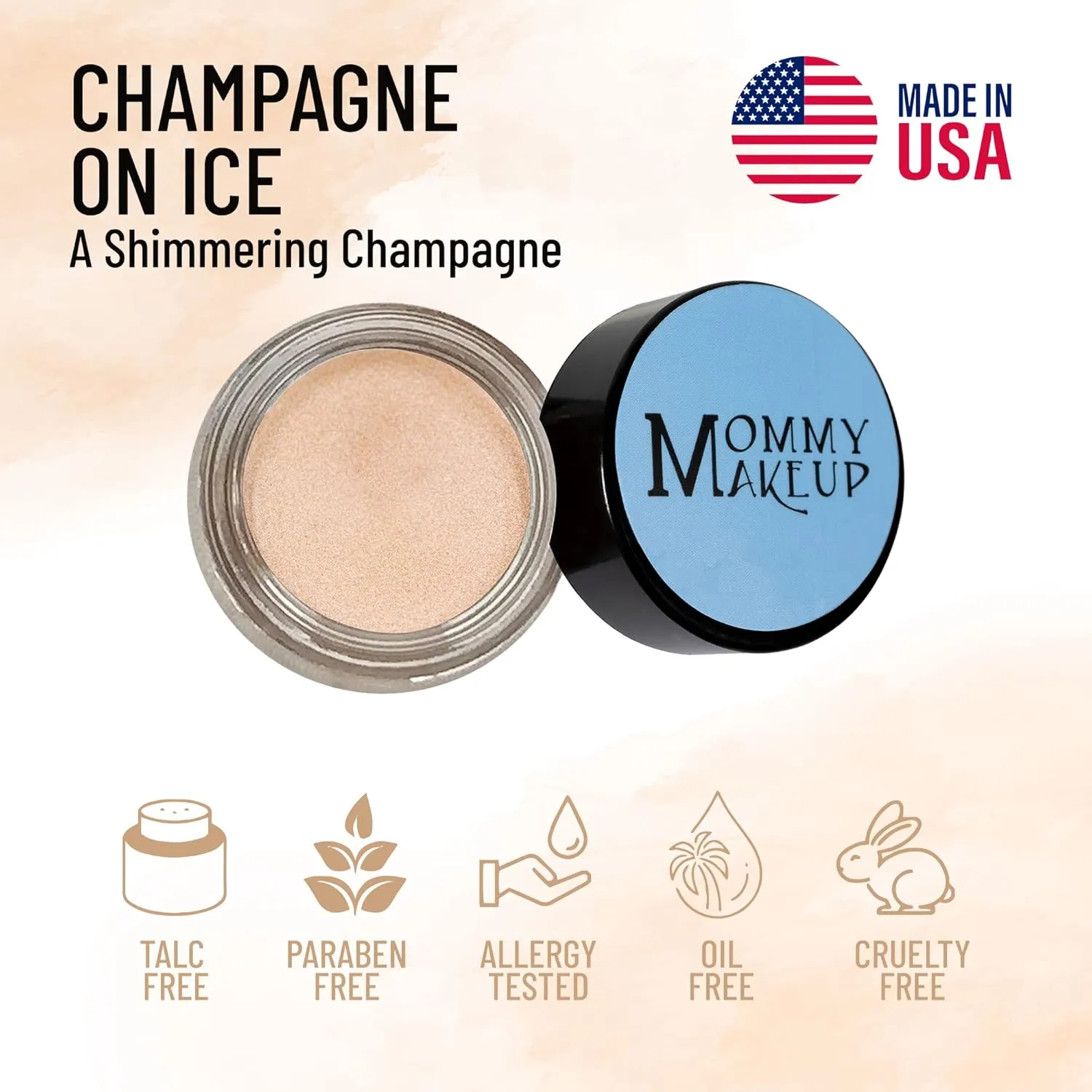 Mommy Makeup Any Wear Creme Eyeshadow - Waterproof, Smudge-proof, Highly Pigmented - Cream Eye Shadow for Eyes, Cheeks & Lips - Oil-free, Paraben-Free, Cruelty Free (Champagne on Ice)