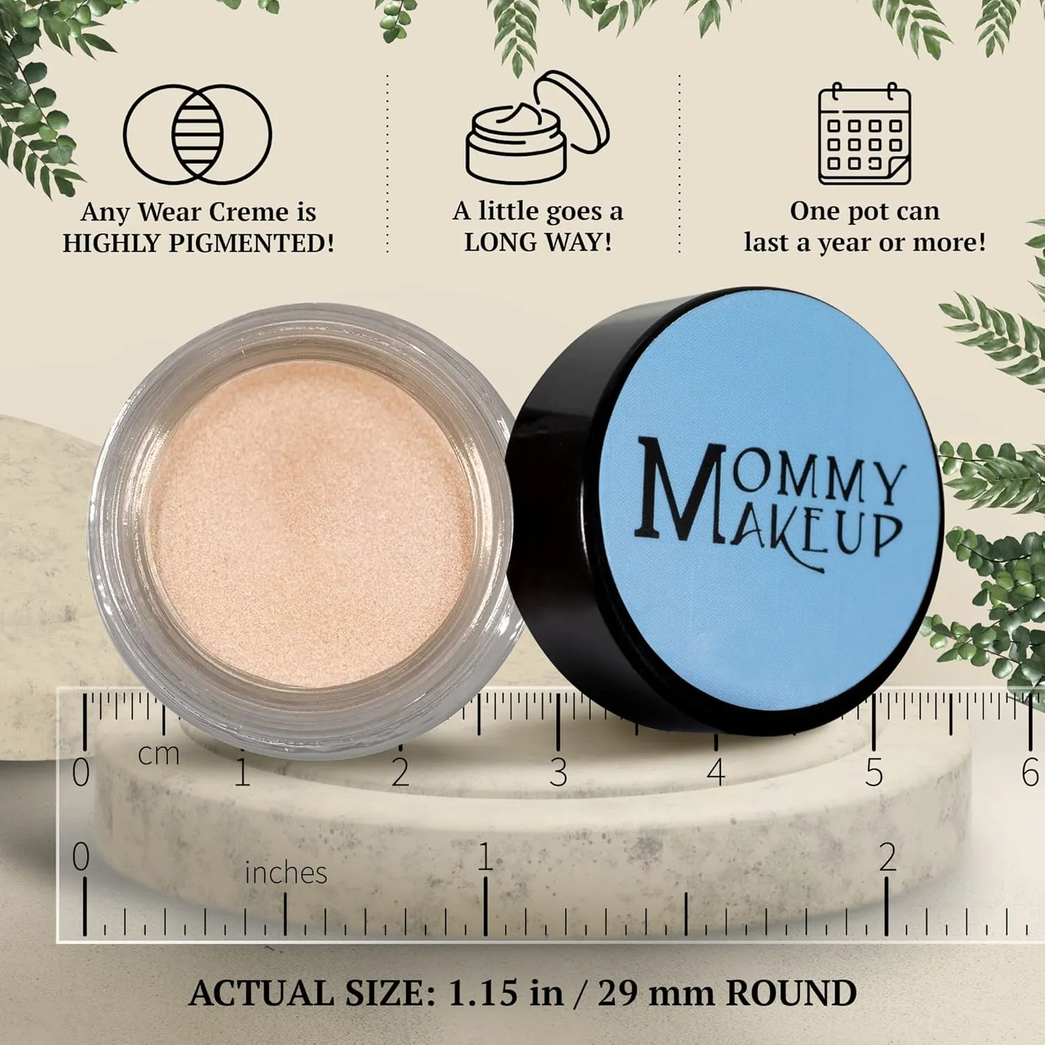Mommy Makeup Any Wear Creme Eyeshadow - Waterproof, Smudge-proof, Highly Pigmented - Cream Eye Shadow for Eyes, Cheeks & Lips - Oil-free, Paraben-Free, Cruelty Free (Champagne on Ice)