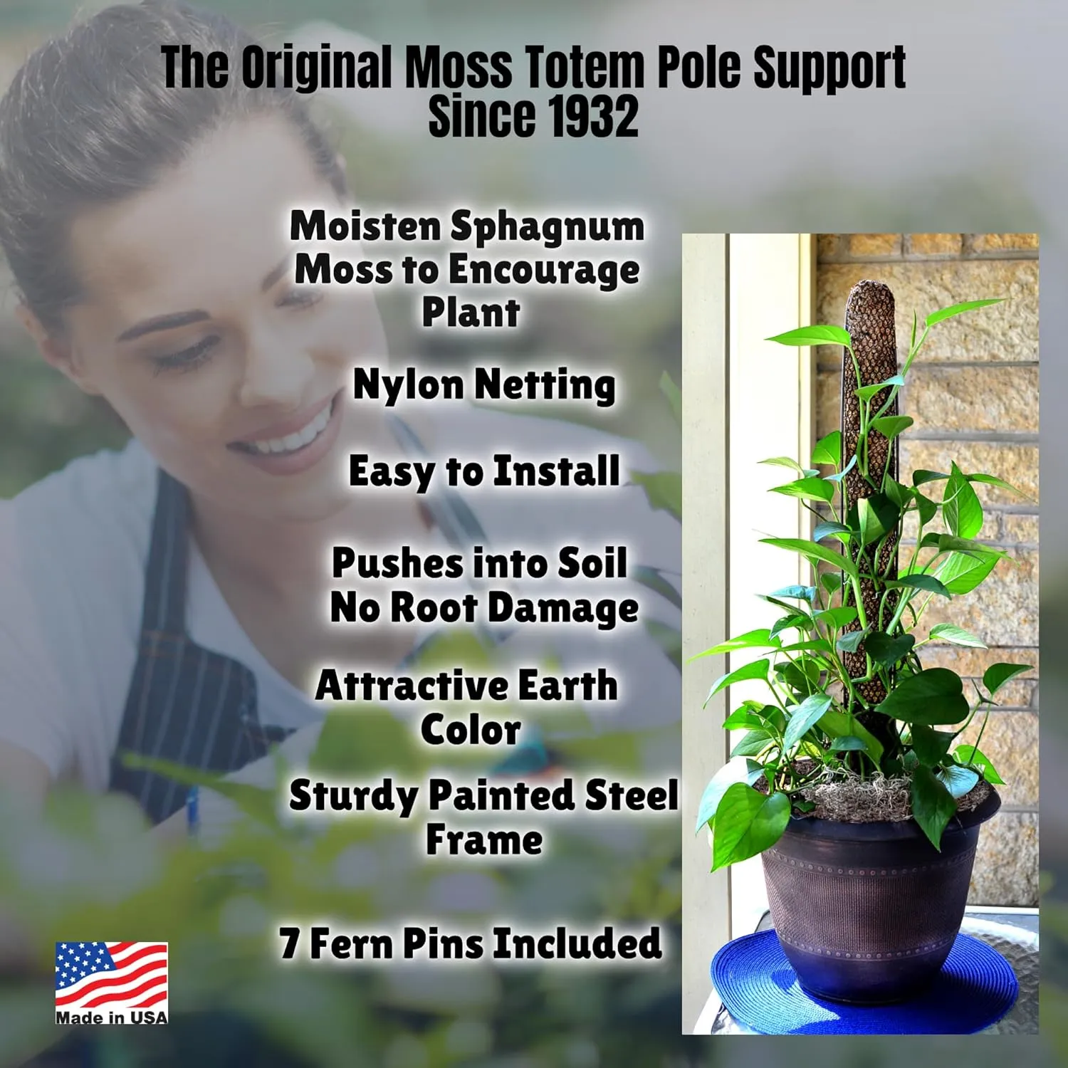 Mosser Lee ML1010H Totem Pole Plant Support, 24",Brown