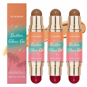 Multi-functional Double-ended Contour Stick For Face Blush Grooming Eyeshadow, Brown   Fuchsia, Matte Texture, Shaping The Face Three-dimensional Sense(3pcs)