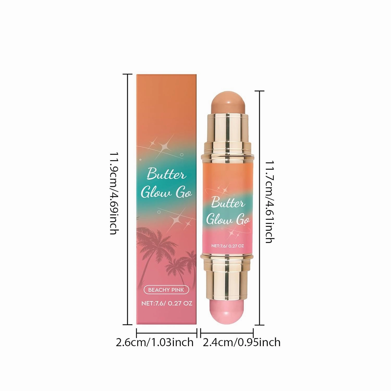 Multi-purpose Contour Stick, Double-Head Contour Eyeshadow Blush, Light Brown/Light Pink,Soft Mist Makeup Effect (2pcs)