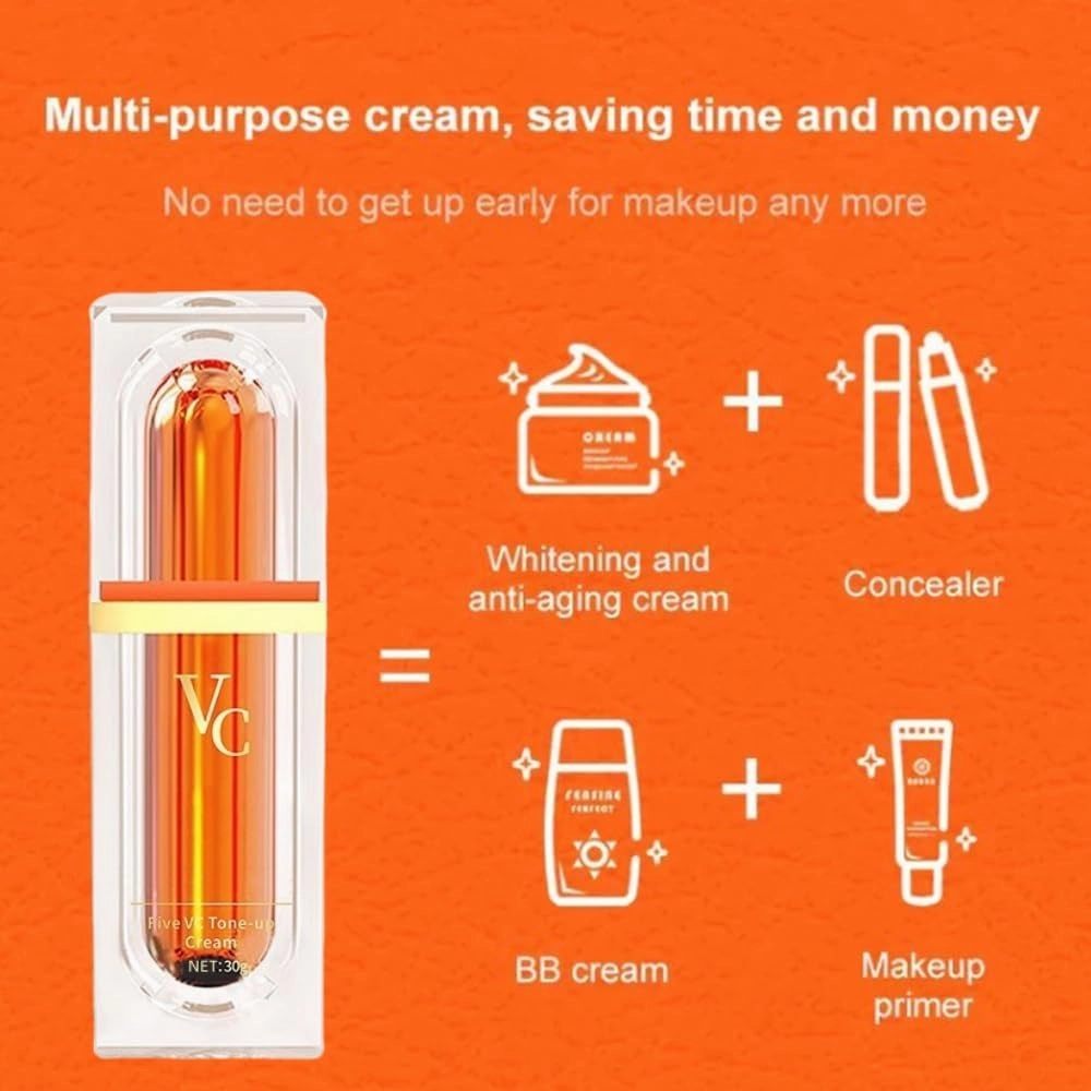 Multi-VC Natural Makeup Cream, Five Vitamin C Natural Makeup Cream, Five Vitamin C Tone Up Cream, QHOO Five VC Plain Face Cream, Swarous Makeup Cream, Vitamin C Face Serum Moisturizer Cream (4)
