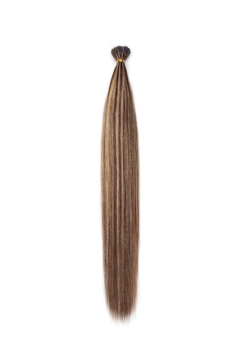 MY-LADY I Tip Human Hair Extensions - 50g 100 Strands 20 Inch Pre-Bonded Cold Fusion Stick Tip #4P27 Medium Brown & Dark Blonde