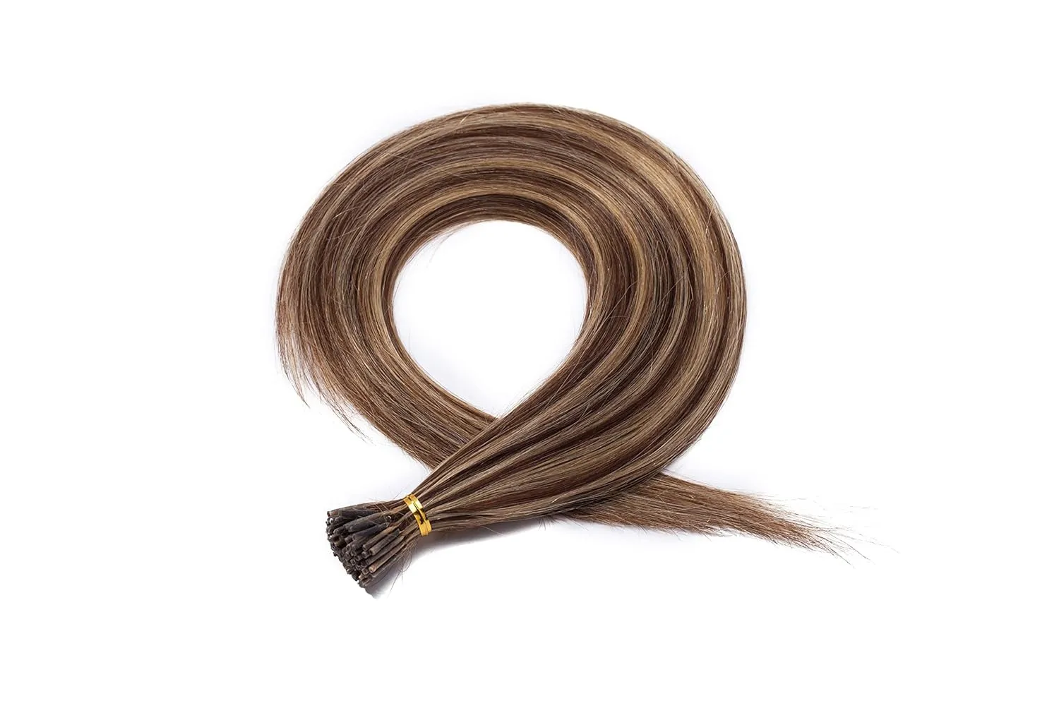 MY-LADY I Tip Human Hair Extensions - 50g 100 Strands 20 Inch Pre-Bonded Cold Fusion Stick Tip #4P27 Medium Brown & Dark Blonde
