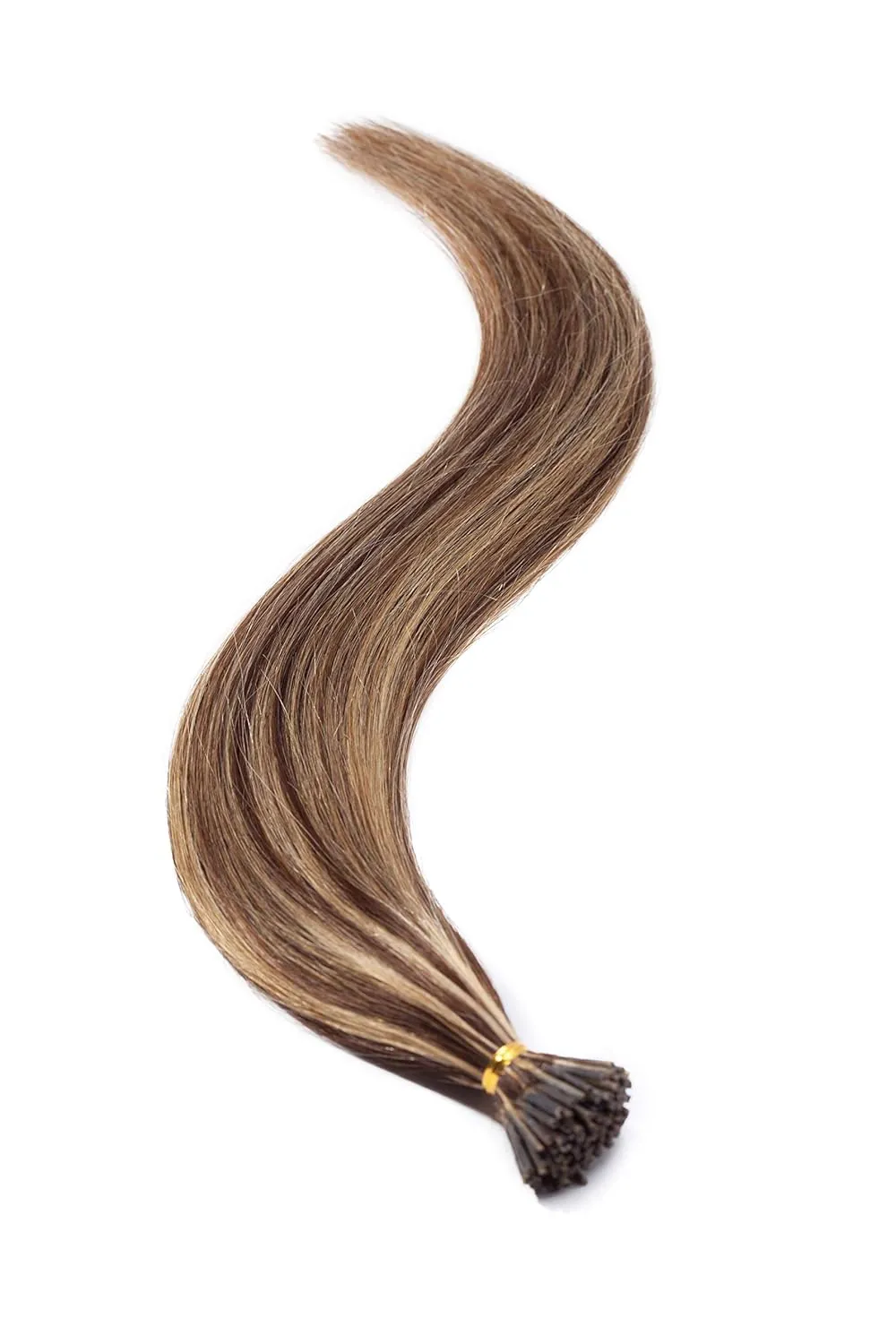 MY-LADY I Tip Human Hair Extensions - 50g 100 Strands 20 Inch Pre-Bonded Cold Fusion Stick Tip #4P27 Medium Brown & Dark Blonde