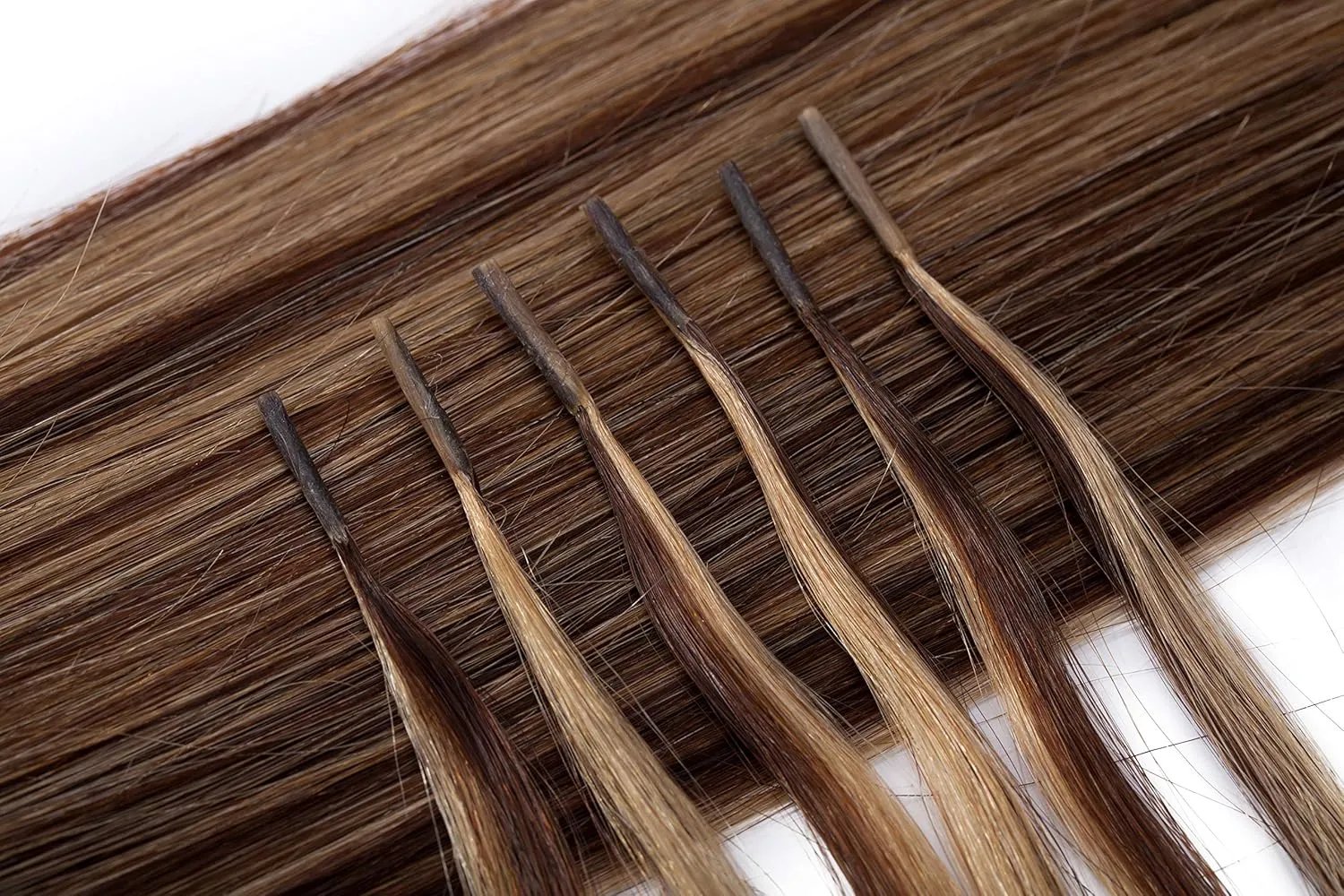 MY-LADY I Tip Human Hair Extensions - 50g 100 Strands 20 Inch Pre-Bonded Cold Fusion Stick Tip #4P27 Medium Brown & Dark Blonde