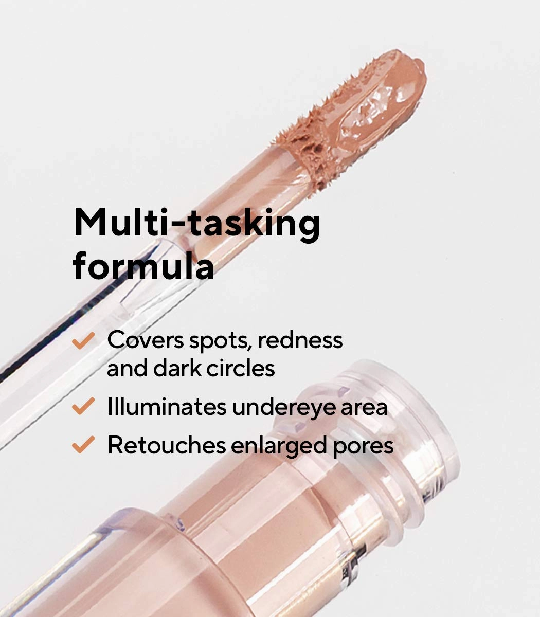 MÁDARA Organic Skincare | Luminous Perfecting Concealer 55 HAZELNUT – 4ml, Dewy finish, With hyaluronic acid, Natural concealer for dark circles and blemishes, Vegan, COSMOS natural certified.
