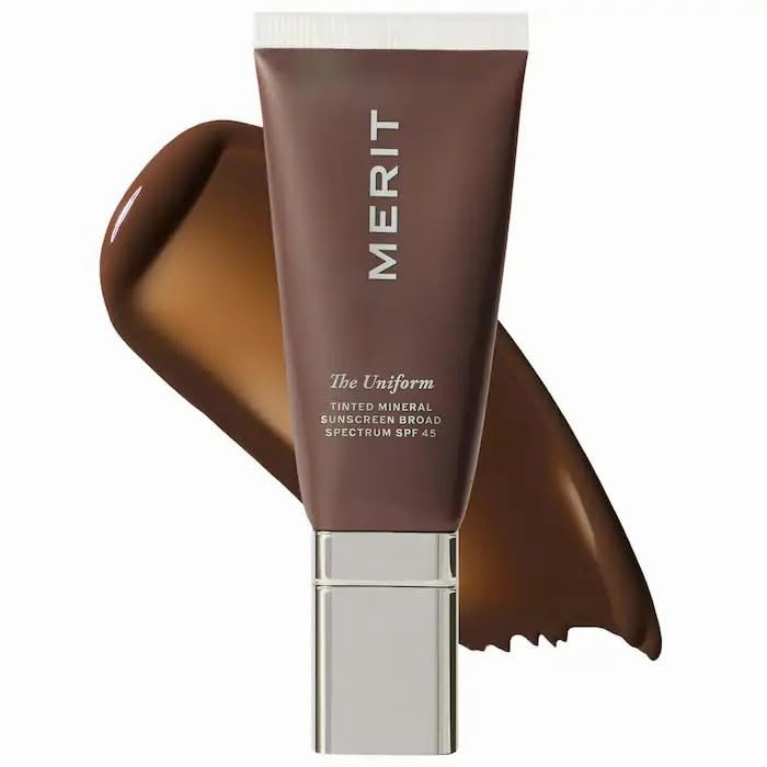 M𝔼RIT - The Uniform Tinted Mineral Sunscreen Broad Spectrum SPF 45, Fragrance Free, Non-Comedogenic, Lightweight, buildable, oil-free - Color: (2 - rich cool) - Size: (1.7 oz/50 mL)