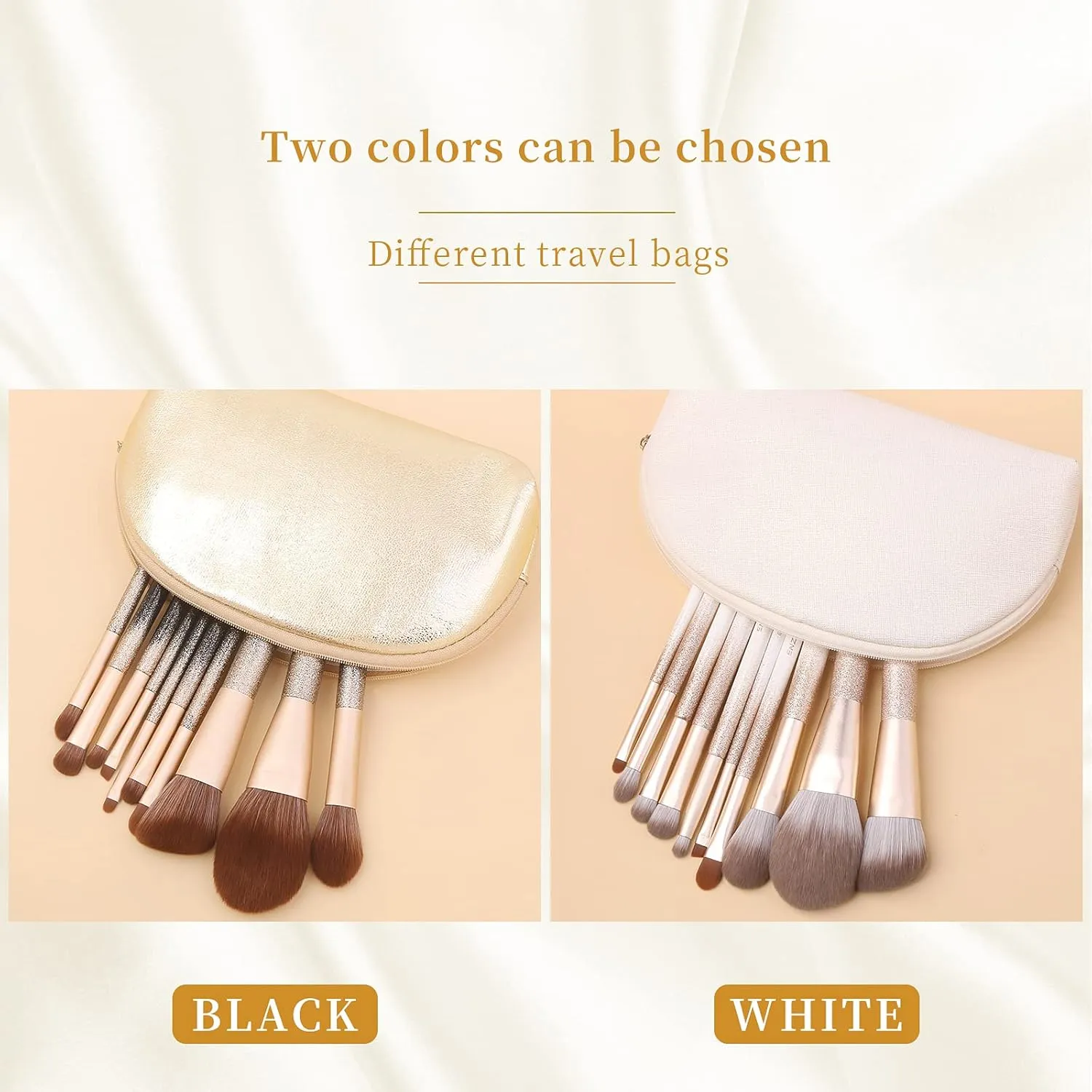 Natural Hair Makeup Brush Set Professional, Fox Hair Makeup Brushes Set with Case, Glitter Make up Brushes Set Professional, Natural Makeup Brushes, Natural Bristle Makeup Brush - ORRA, White