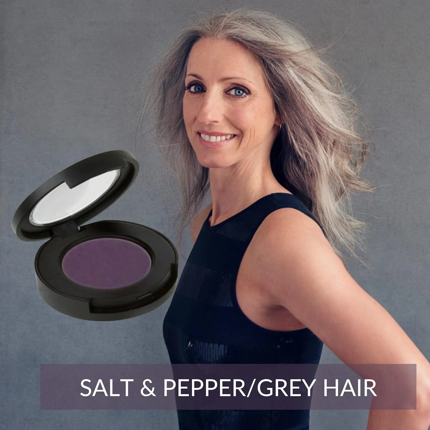 Natural Mineral Eyeshadow - Hollywood's Guru of Hue for Dark Brown, Black, Salt & Pepper, and Silver Hair (Amethyst)