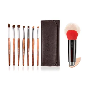 Natural Pony Hair Eye Shadow Brush Set   Double End Kabuki Foundation Brush