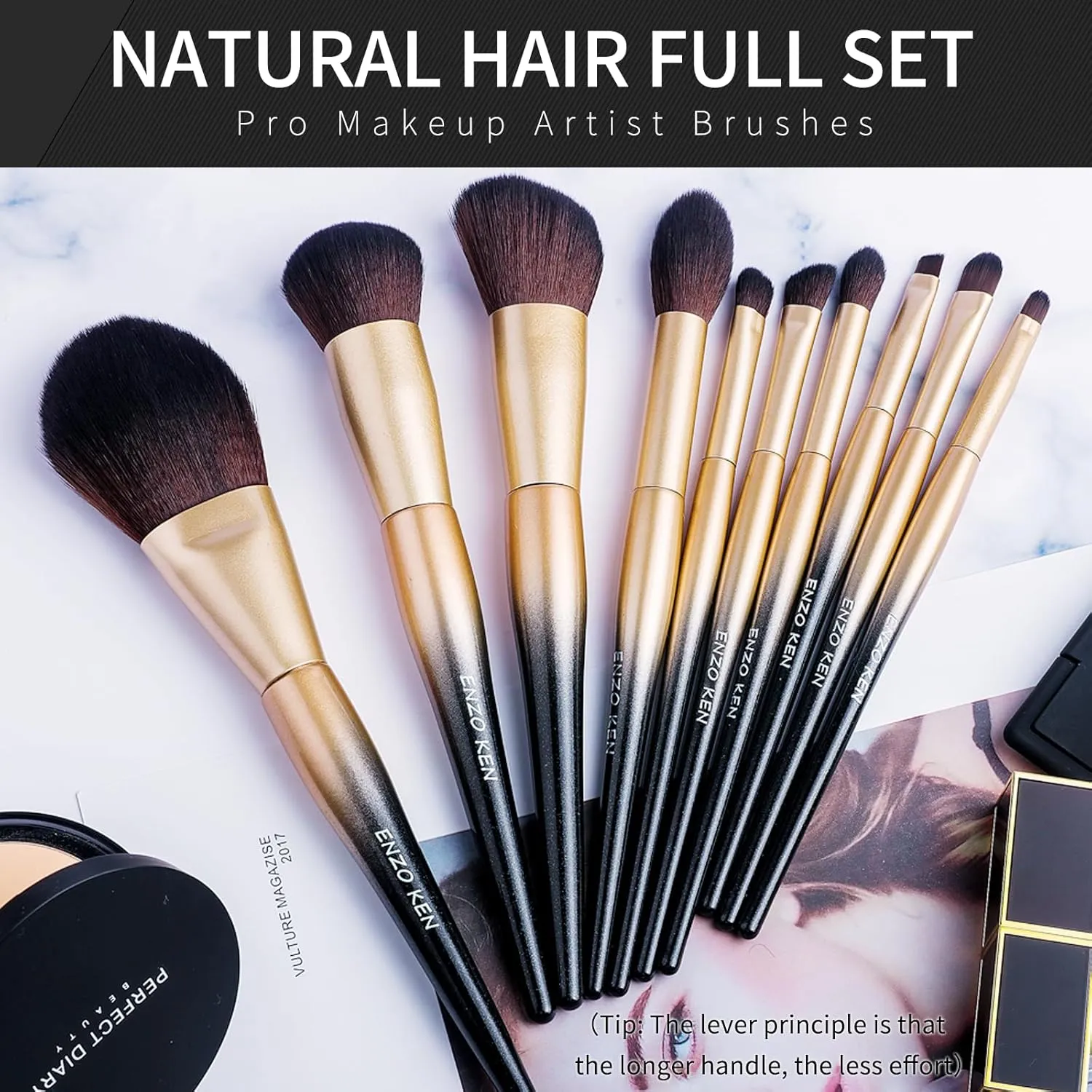 Natural Sable Hair Makeup Brush Set Professional, Cosmetic Brushes Makeup Set with Gift Box, Natural Hair Makeup Brushes Set with Present Box, Make up Brushes Set, Natural Makeup Brushes.