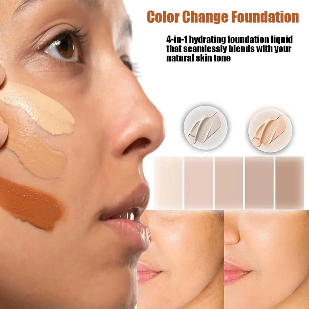 Neutrain 4 in 1 Foundation, Neutrain Foundation 4 in 1 - Light Spectrum, Neutrain 4 in 1 Foundation Full Coverage, Color Changing Foundation, Moisturizing Foundation Makeup (3PCS)