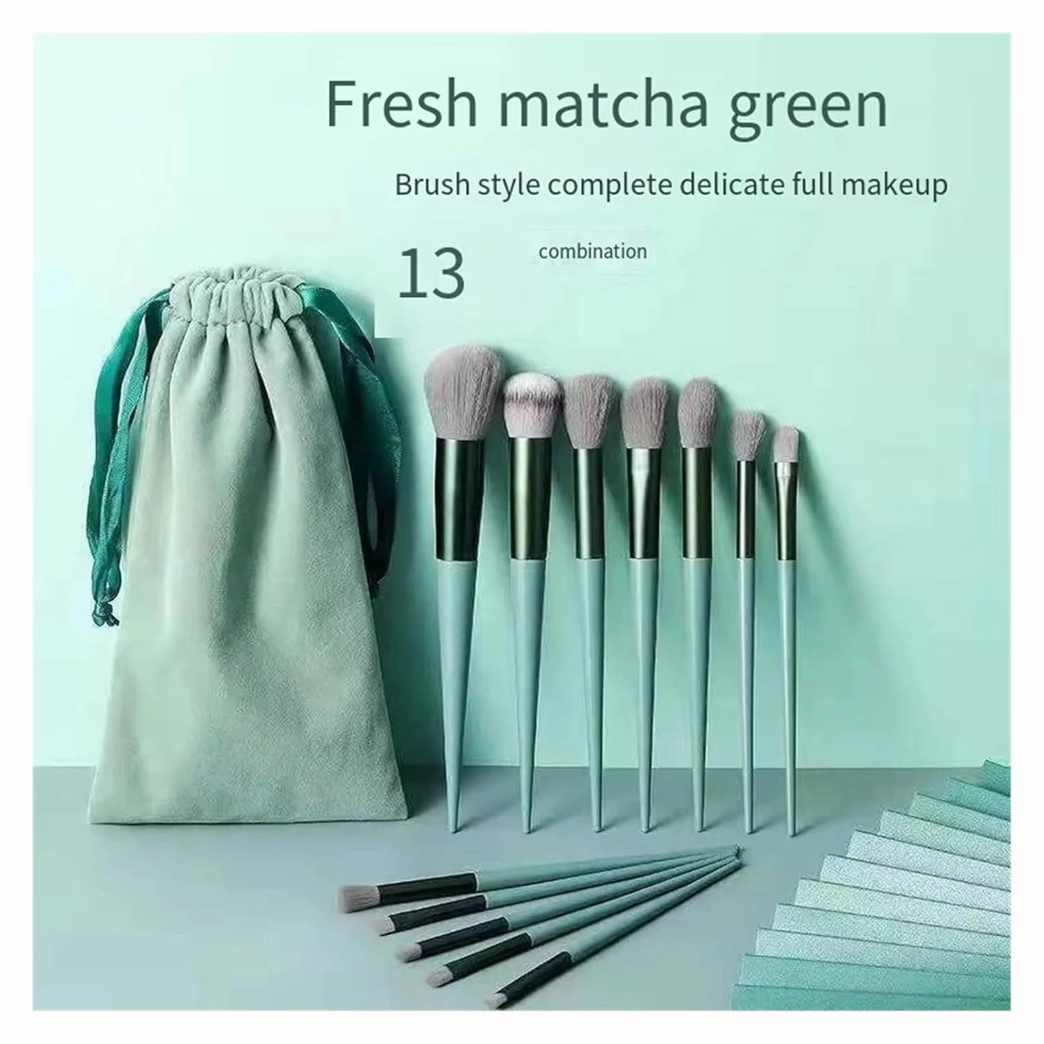 New 13Pc Makeup Brushes Set Makeup Concealer Brush Blush Loose Powder Brush Eye Shadow Highlighter Foundation Brush Beauty Tools(Blue EVA)