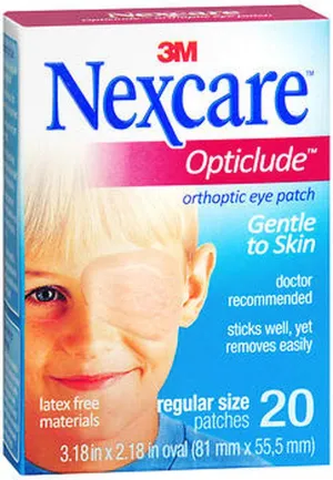 Nexcare Opticlude Eyepatch, Regular Size, Contoured for Fit, Brown, 20 Count (Pack of 3)