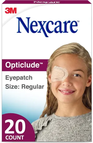 Nexcare Opticlude Eyepatch, Regular Size, Contoured for Fit, Brown, 20 Count (Pack of 3)