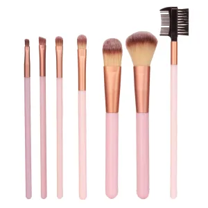 Nicole Miller Makeup Brush Collection, 7 Piece Makeup Present Set, Powder, Foundation, Eye Shadow Brush, Concealer, Eyeliner, Angled Eye Shadow and Duo Brow Comb Brush