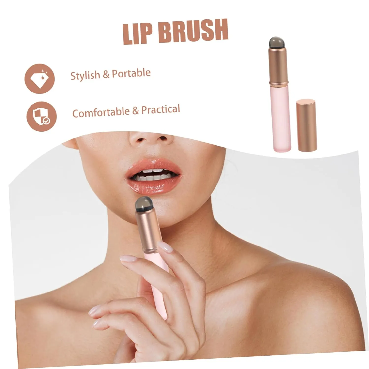 NOLITOY 10pcs Travel Lip Brush Applicators Ergonomic Lip Gloss Wands for Women Compact Makeup Tool for Balm Gloss Concealer Go Cosmetics