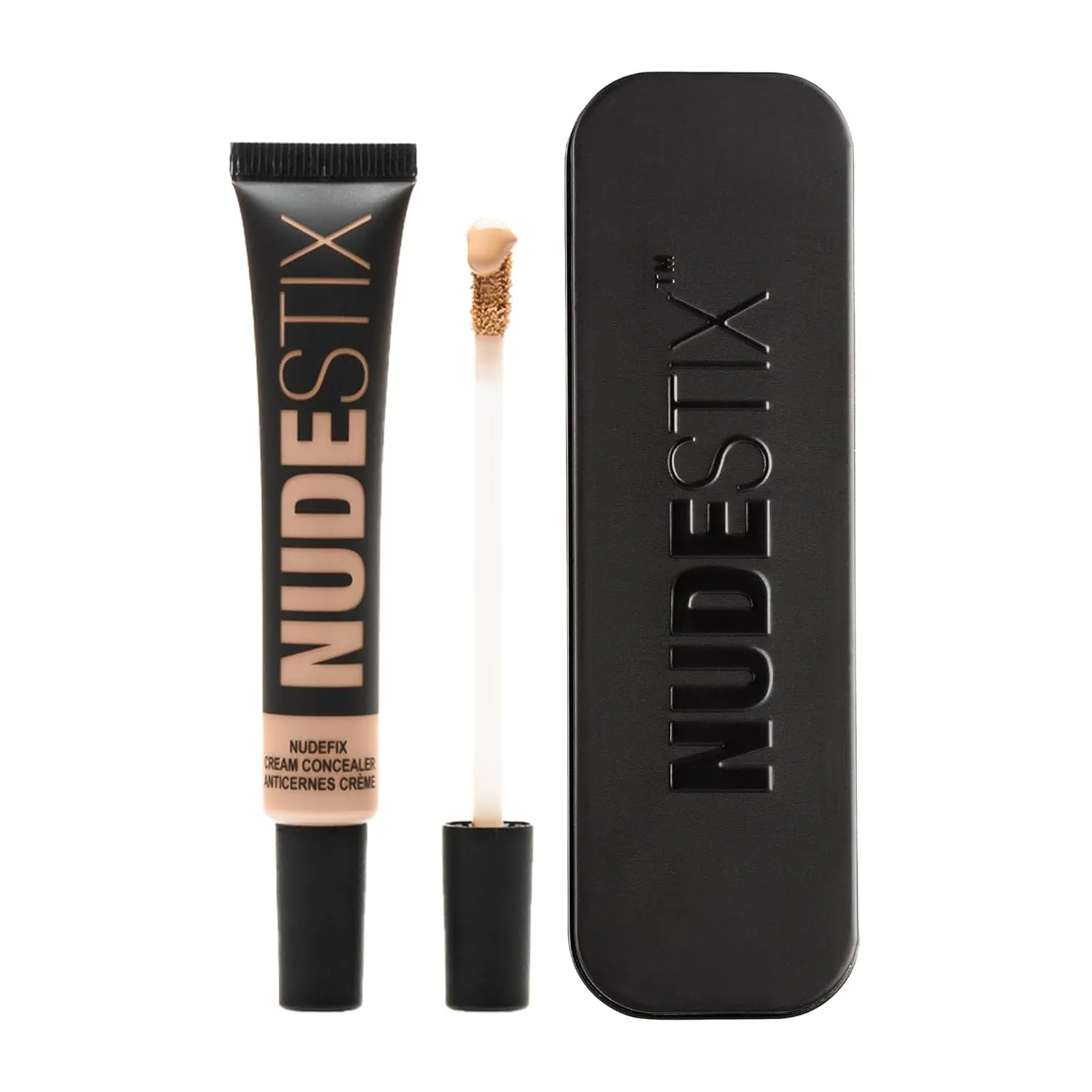 Nudestix NudeFix Cream Concealer, Lightweight Liquid, Natural Finish Makeup, Hydrating, Brightening, Under Eye Dark Circle Corrector, Reduces Redness and Blemishes, 0.34 fl oz (10 ml)