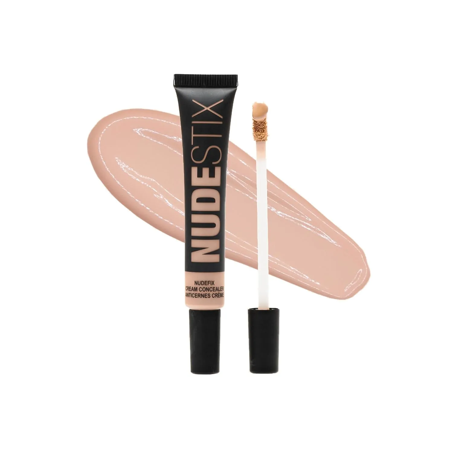 Nudestix NudeFix Cream Concealer, Lightweight Liquid, Natural Finish Makeup, Hydrating, Brightening, Under Eye Dark Circle Corrector, Reduces Redness and Blemishes, 0.34 fl oz (10 ml)