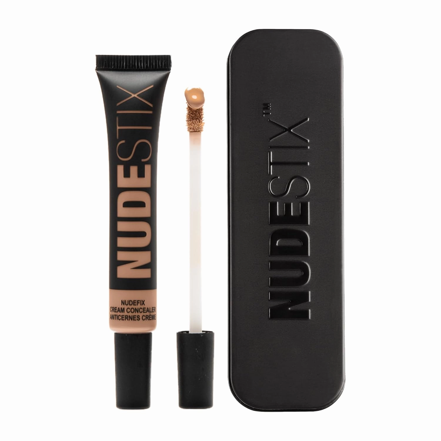 Nudestix NudeFix Cream Concealer, Lightweight Liquid, Natural Finish Makeup, Hydrating, Brightening, Under Eye Dark Circle Corrector, Reduces Redness and Blemishes, 0.34 fl oz (10 ml)