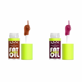 NYX Fat Oil Lip Drip Gloss Bundle - Scrollin' Deep Caramel & That's Chic Deep Berry