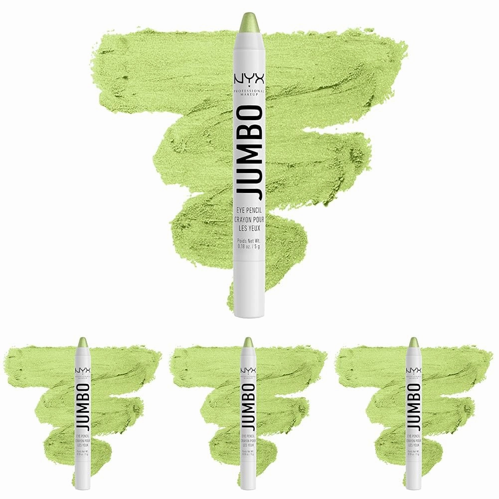 NYX PROFESSIONAL MAKEUP Jumbo Eye Pencil, Blendable Eyeshadow Stick & Eyeliner Pencil - Matcha (Green) (Pack of 4)