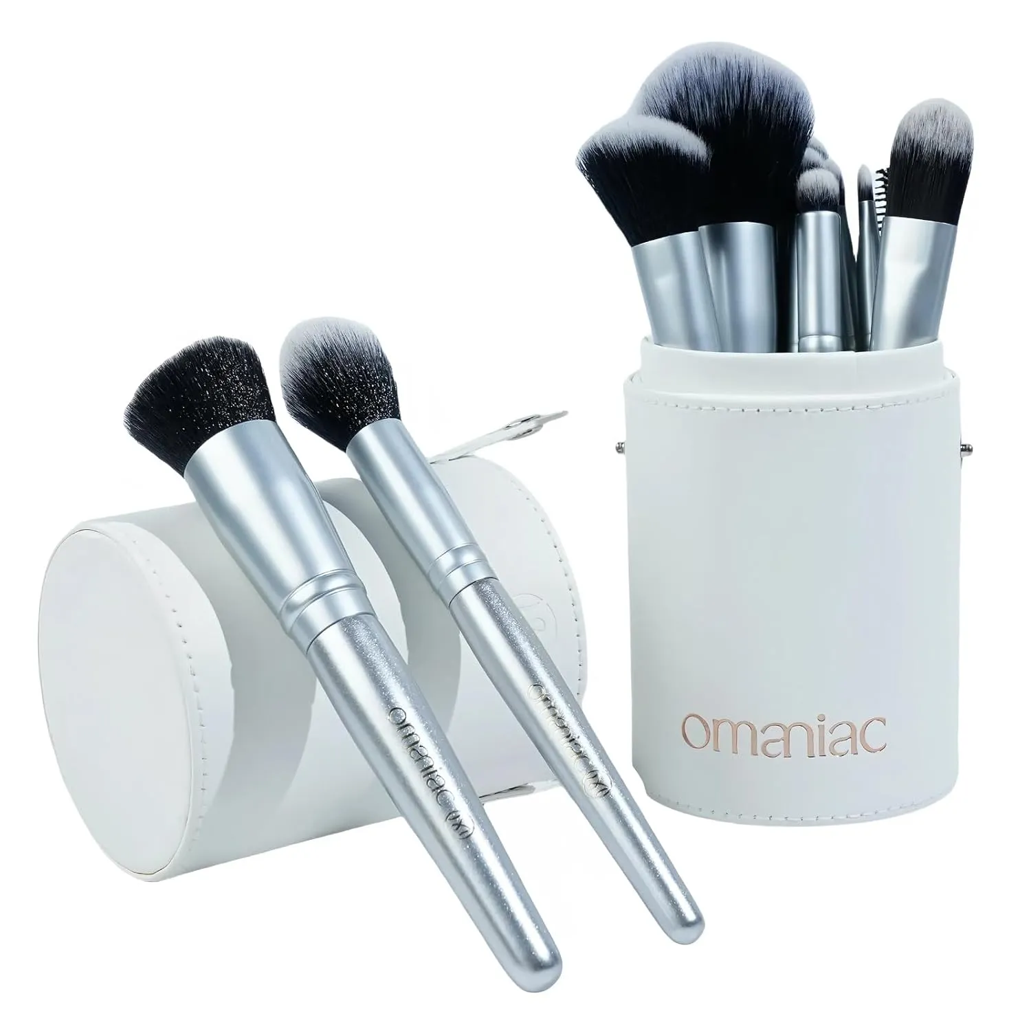 OMANIAC Makeup Brush Set 20Pcs with Storage Case.Used for Powder,Foundation,Highlight,Eye Shadow,Concealer,etc.Suitable for Makeup Beginners,Best Gift for Women/Girls（Bright Silver）