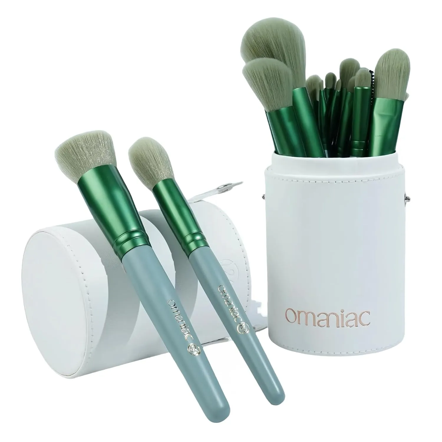OMANIAC Makeup Brush Set 20Pcs with Storage Case.Used for Powder,Foundation,Highlight,Eye Shadow,Concealer,etc.Suitable for Makeup Beginners,Best Gift for Women/Girls（Green）
