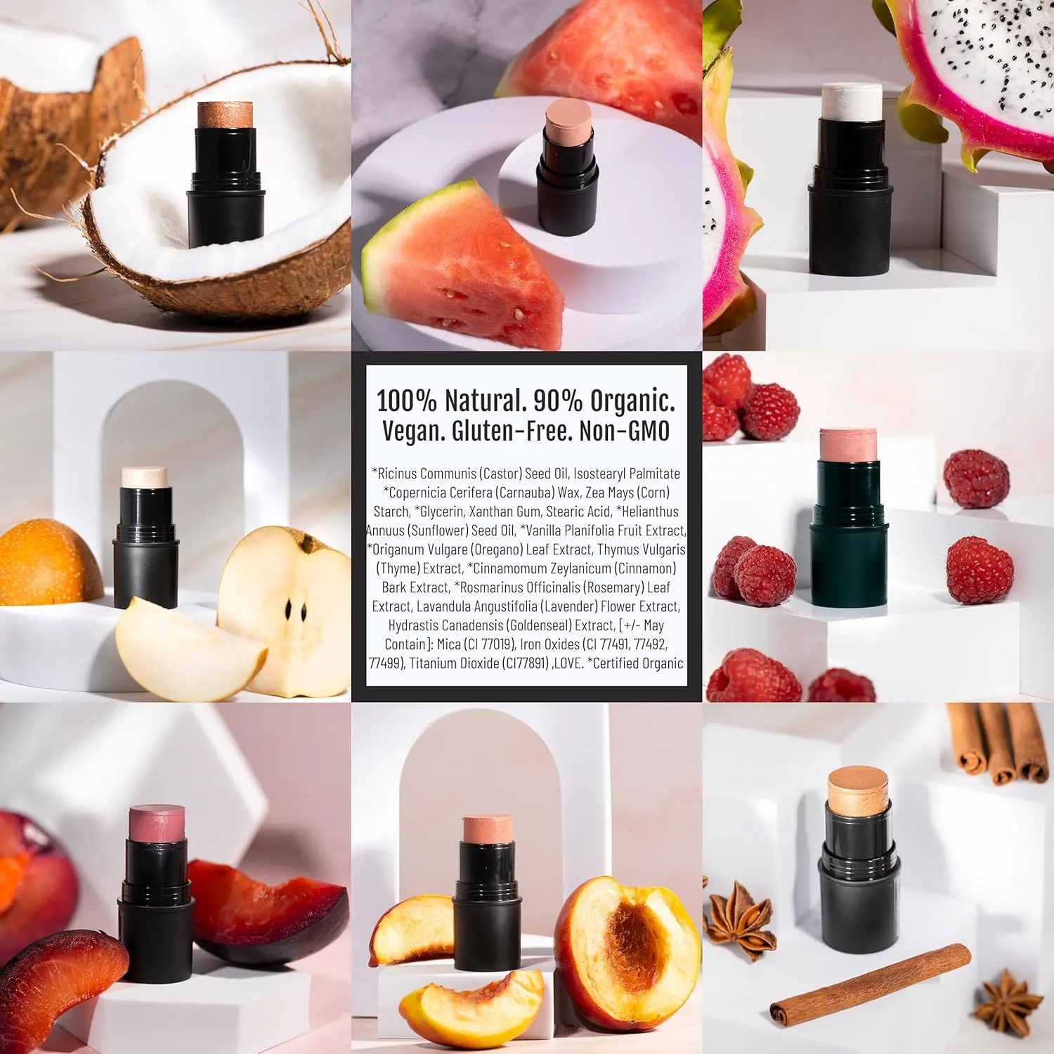 Organic Tint Tube, 100% Natural Vegan Gluten-Free Cream Blush Multi-Stick, Made in USA, Cabernet