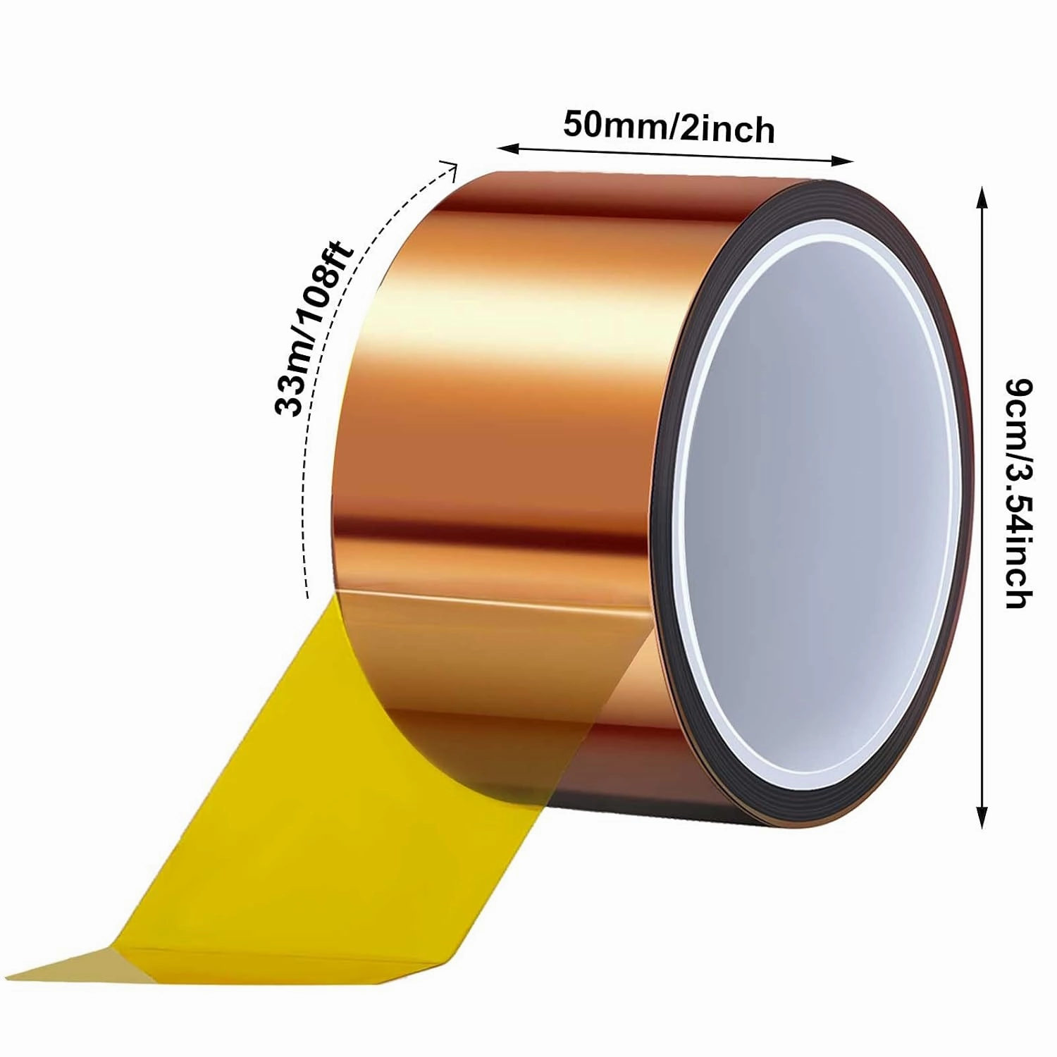 Outus 2 Rolls Heat Sublimation Tape High Temperature Transfer Tape Heat Resistant Polyimide for Electronics 3D Printers DIY Crafts(Dark Brown,50 mm Wide)