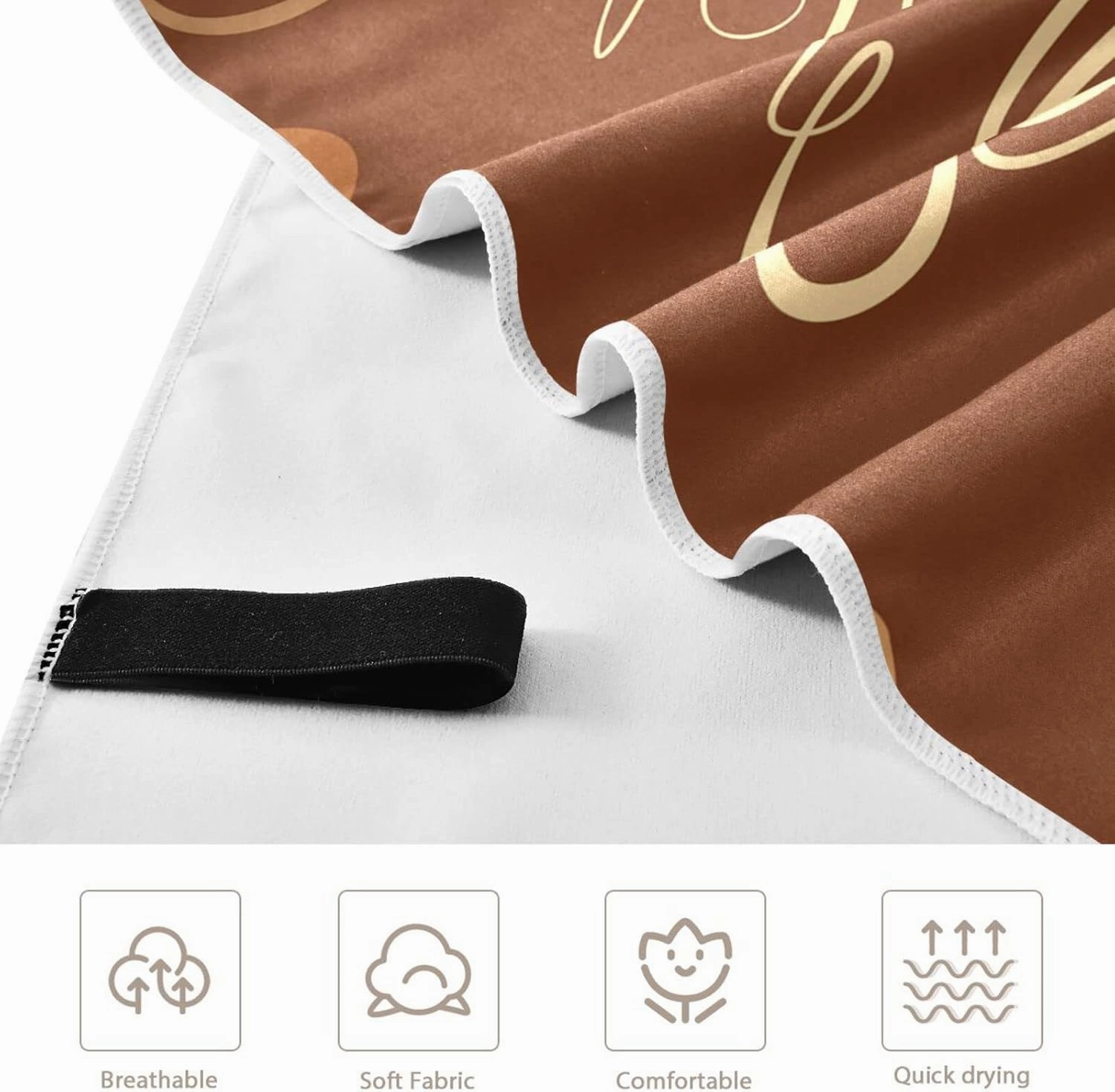 Oyihfvs Brown Coffee Cups Beans for Cafe or Restaurant Quick Drying Beach Towel, Foldable Yoga Towel, Soft Sport Towel, Sweat Absorbent Towel with Storage Mesh Bag 30 x 60 inch (S)
