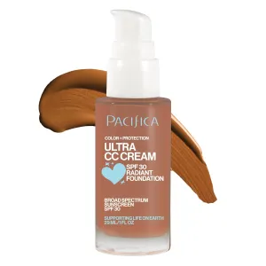 Pacifica Ultra CC Cream Radiant Foundation SPF 17 - Warm-Tan – Medium Coverage Color Correcting Foundation, Dewy Finish, Mineral SPF, 1 oz