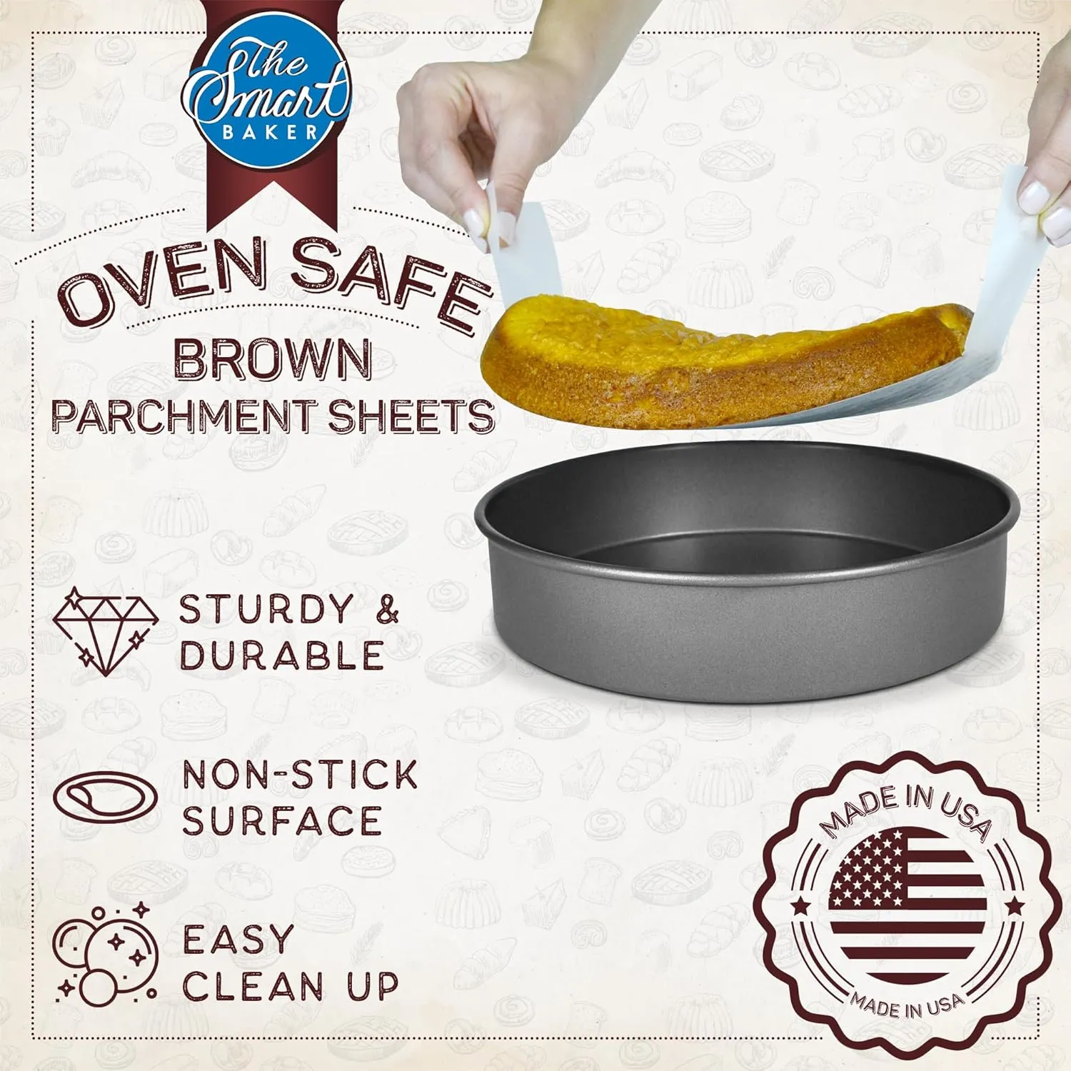 Parchment Paper Sheets for Baking: Oven Safe Parchment Paper, Brown Parchment Sheets, Bakery Quality Baking Paper for Perfect Results, High Temperature, Cooking Sheets, 24 Count, 9 Inch Square