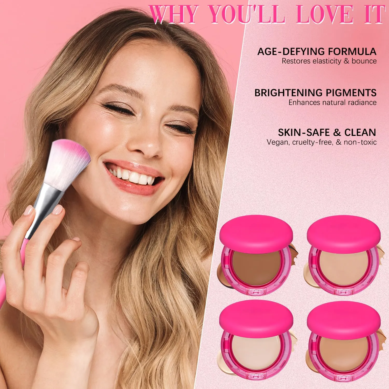 Peptide Bounce Foundation – Hydrating, Age-Defying Foundation for Mature Skin And All Skin Types, Vegan, Clean, Natural, Medium Buildable Coverage, Satin Finish (Light/Medium)