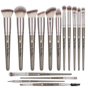 Personalized 15pcs Make Up Brushes Makeup Brushes Professional Custom Makeup Brushes Set Premium Face Powder Blush Pointed Eyeshadow Blending Brush(Champagne)