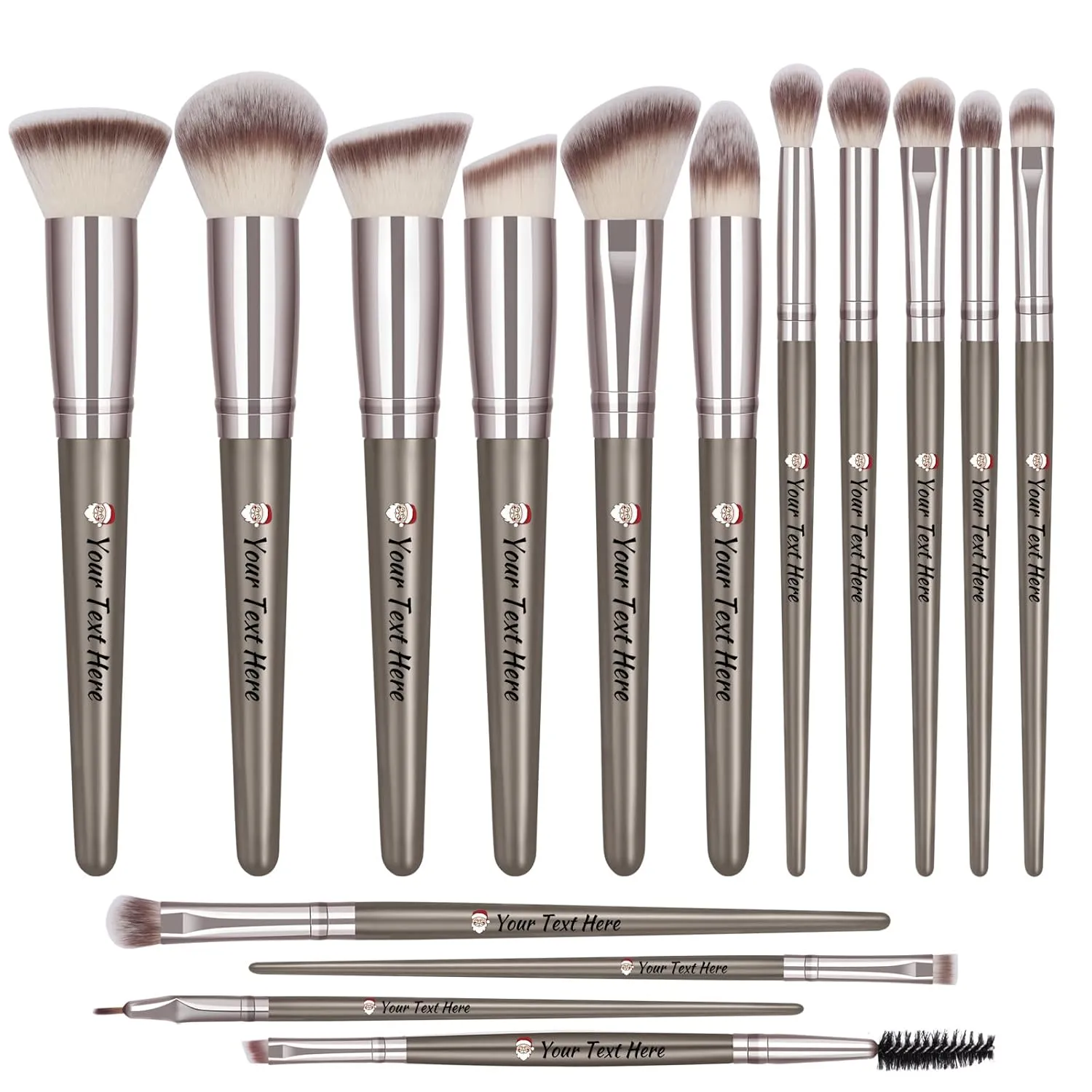 Personalized 15pcs Make Up Brushes Makeup Brushes Professional Custom Makeup Brushes Set Premium Face Powder Blush Pointed Eyeshadow Blending Brush(Champagne)