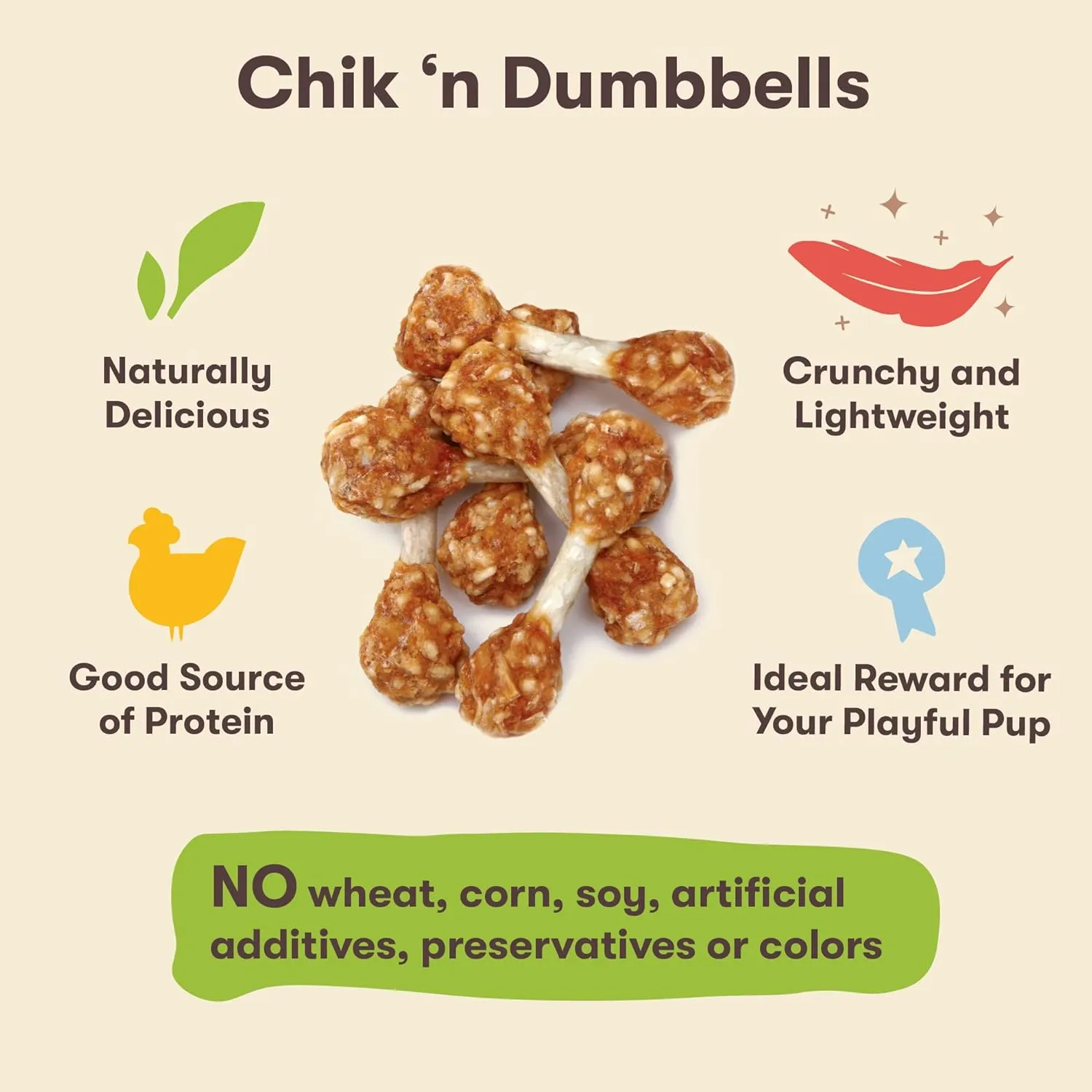 Pet 'n Shape Chik 'N Rice Dumbbells - All Natural Dog Treats, Chicken, 32 oz (Pack of 2)