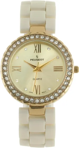 Peugeot PP Women's Ceramic Watch with Crystal Bezel