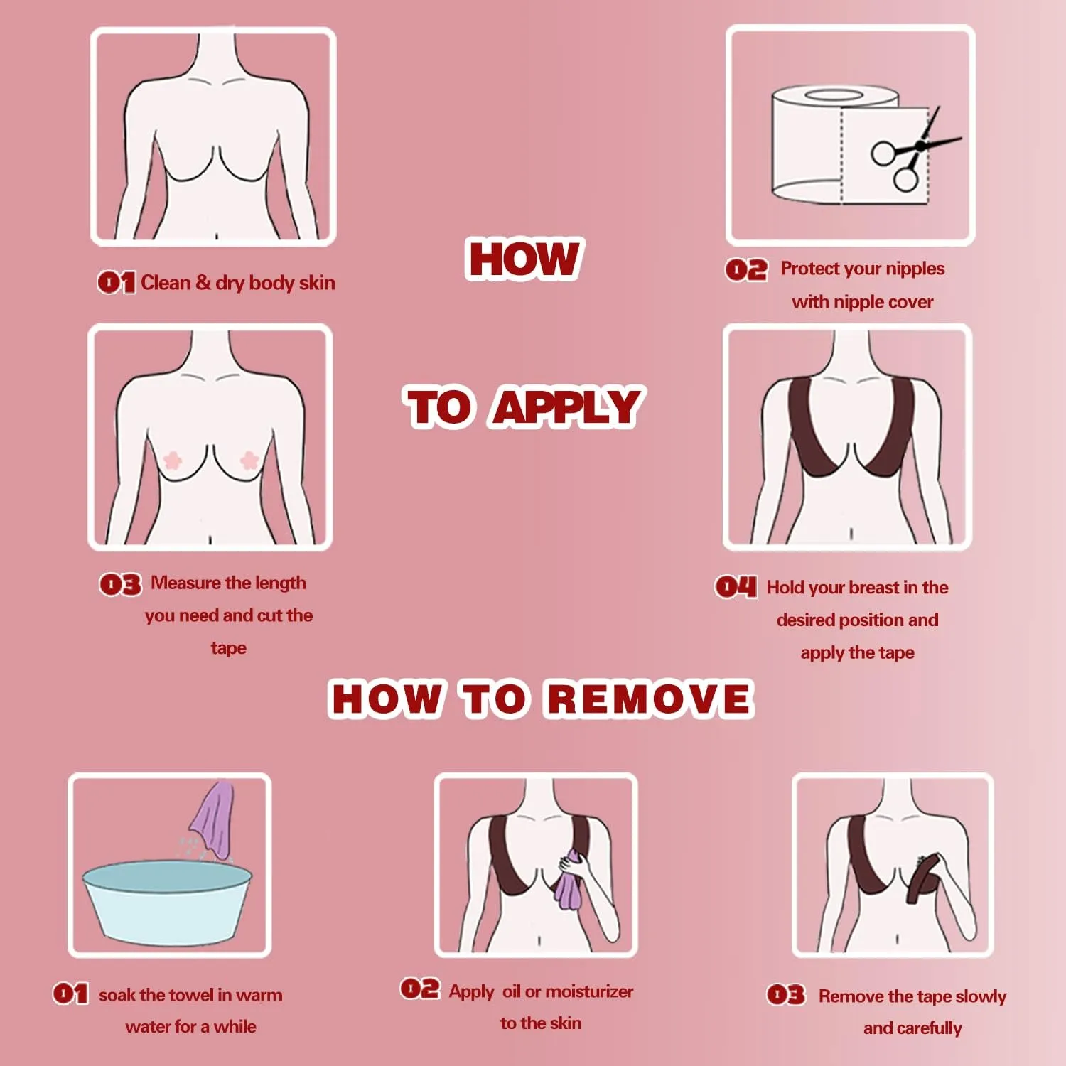 Plus Size Boob Tape 6 inch, Big Boobtape for Breast Lift D-G Cup Push Up, Breast Lift Tape for Large Breasts, Bra Tapes Lift with 2 Reusable Nipple Covers 10 Satin Nipple Pasties Brown