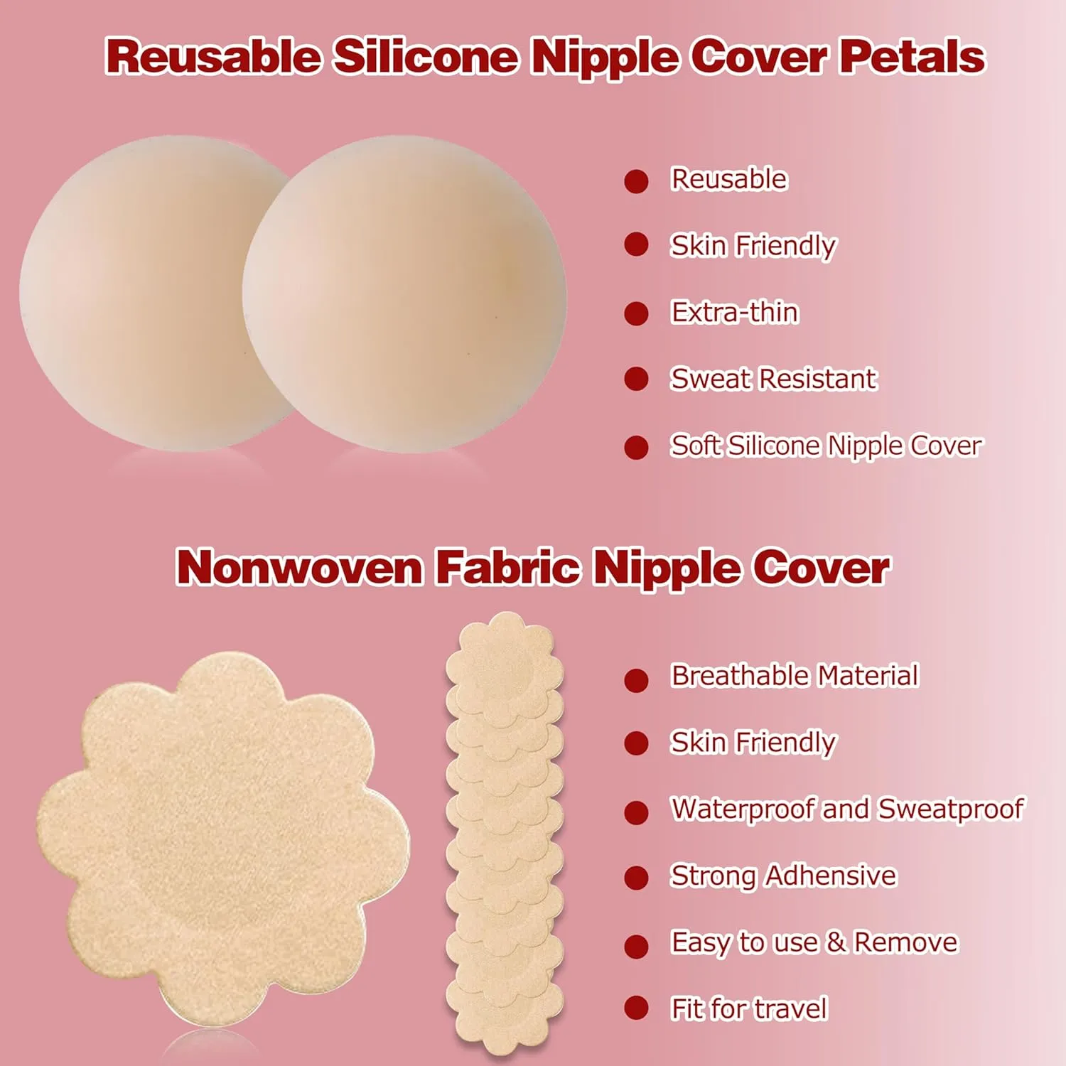 Plus Size Boob Tape 6 inch, Big Boobtape for Breast Lift D-G Cup Push Up, Breast Lift Tape for Large Breasts, Bra Tapes Lift with 2 Reusable Nipple Covers 10 Satin Nipple Pasties Brown